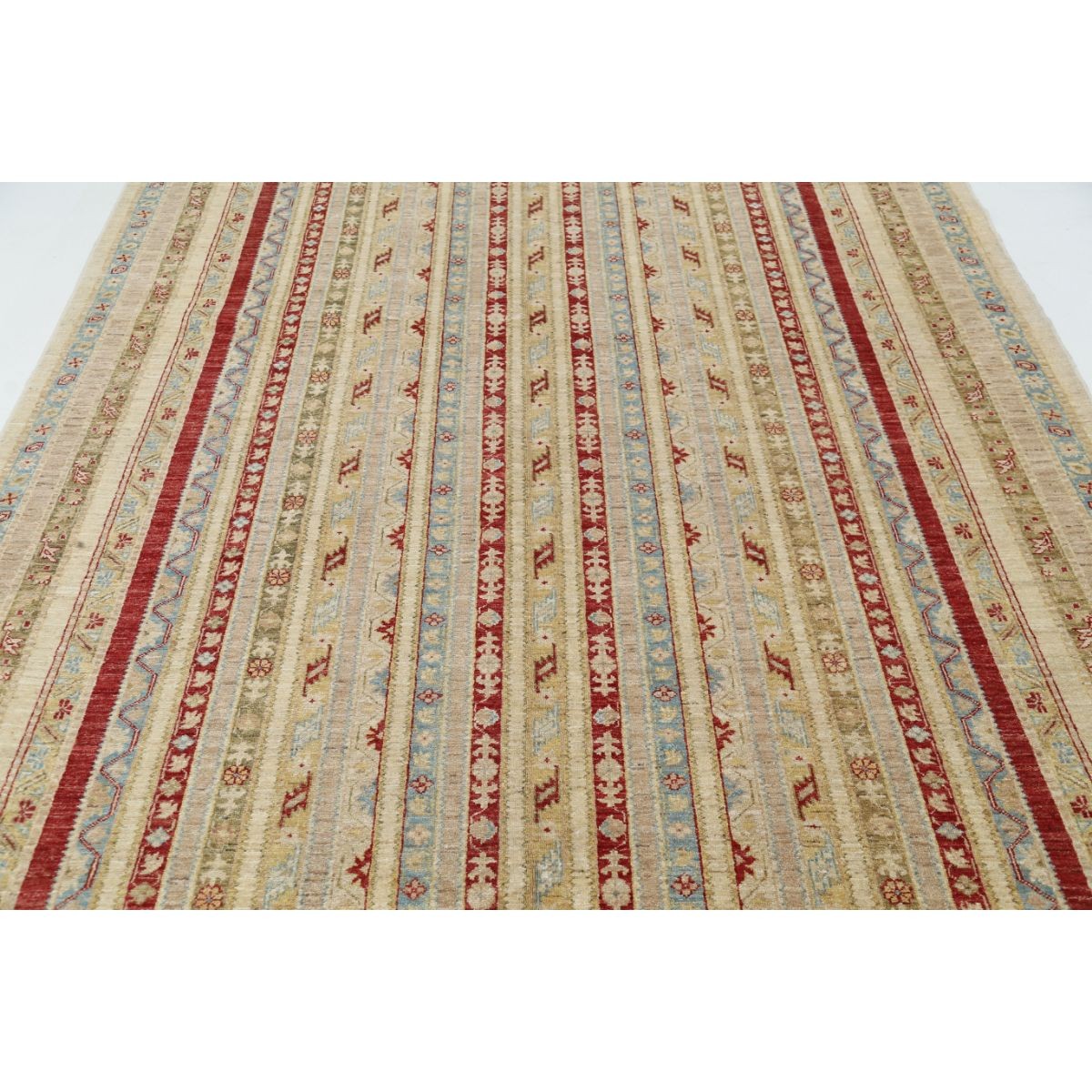 Shaal 7x10 Handmade Double Knotted Washable Wool Rug - Colorful
