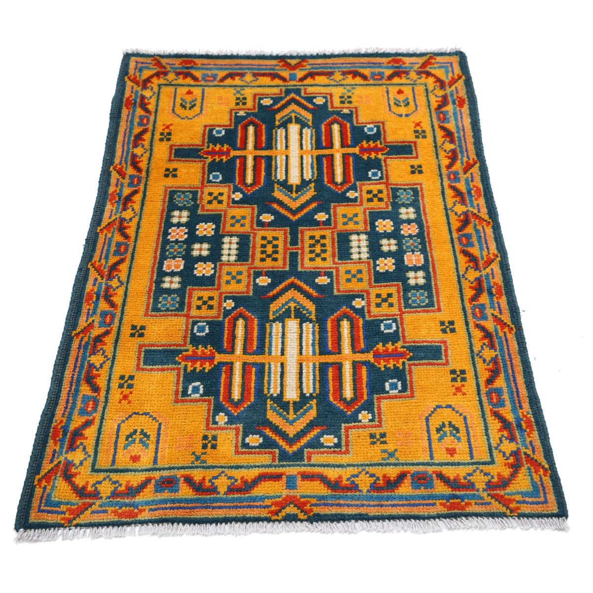 Revival 3x4 Handmade Double Knotted Washable Wool Rug - Colorful