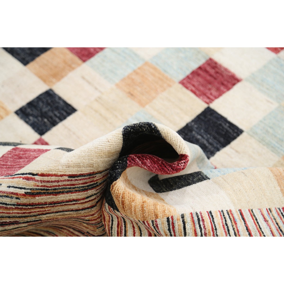 Modcar 10x13 Handmade Double Knotted Washable Wool Rug - Colorful