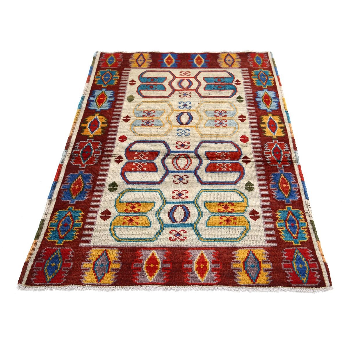 Revival 3x5 Handmade Double Knotted Washable Wool Rug - Colorful