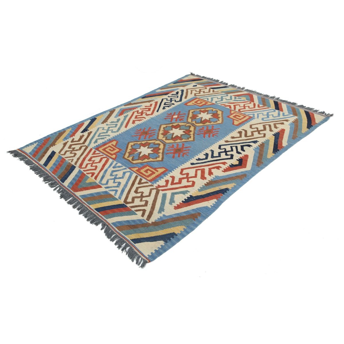 Kafkaas 5x7 Hand Woven Washable Wool Rug - Colorful