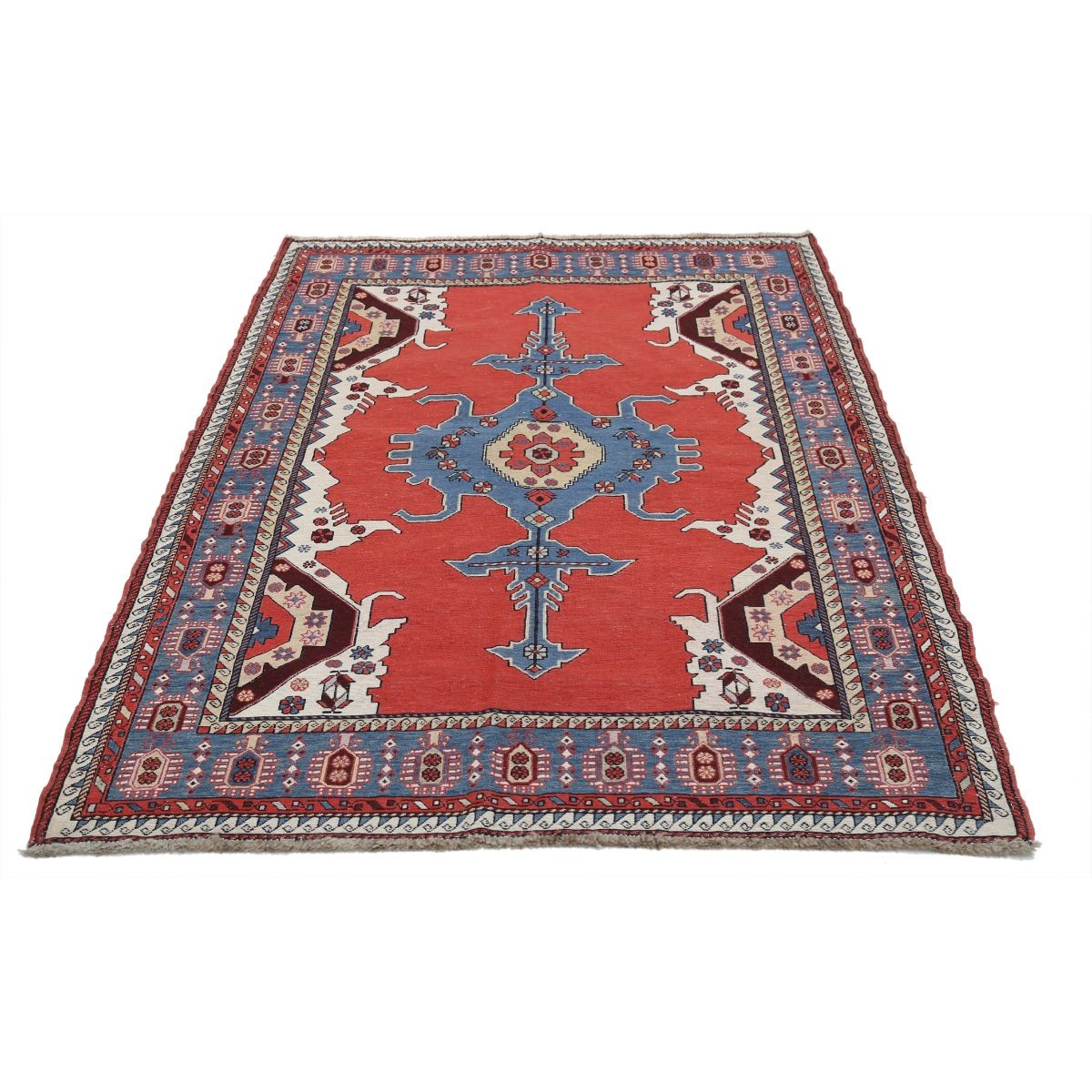 Sumak 4x7 Hand Woven Washable Wool Rug - Colorful