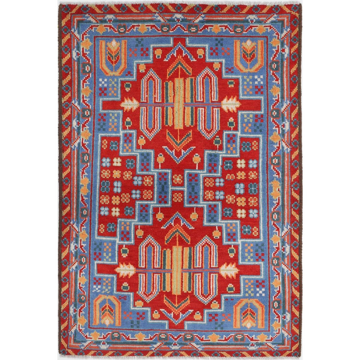 Revival 3x5 Handmade Double Knotted Washable Wool Rug - Colorful