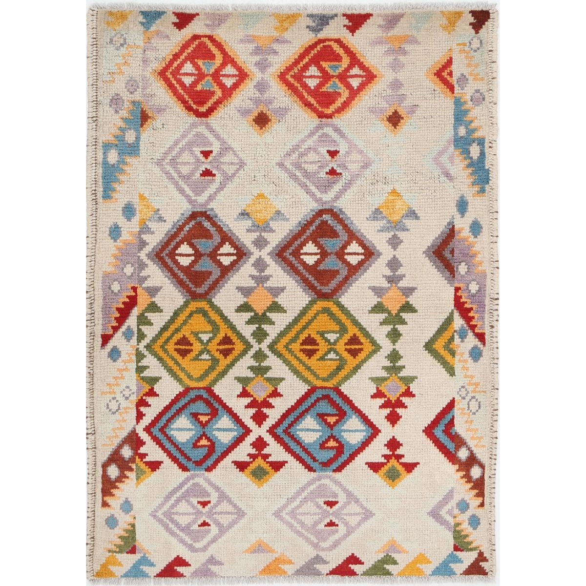 Revival 3x4 Handmade Double Knotted Washable Wool Rug - Colorful