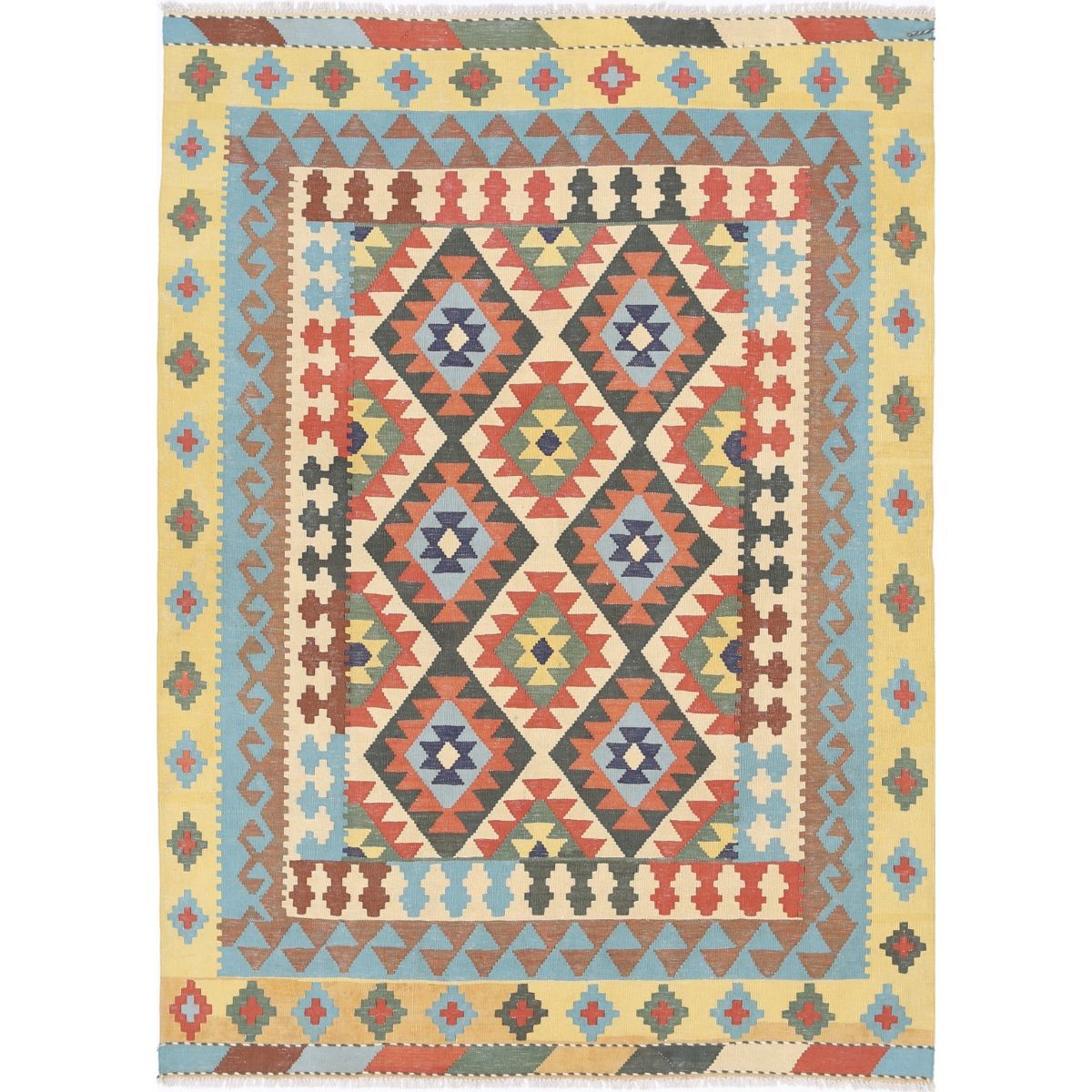 Kafkaas 6x8 Hand Woven Washable Wool Rug - Colorful