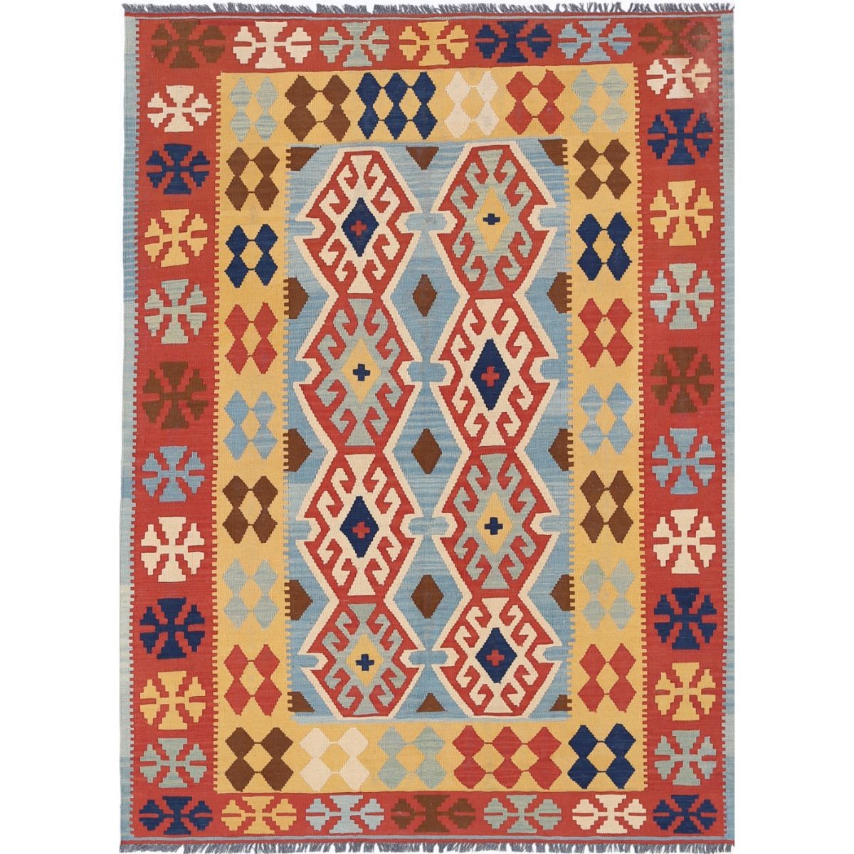 Kafkaas 5x7 Hand Woven Washable Wool Rug - Colorful