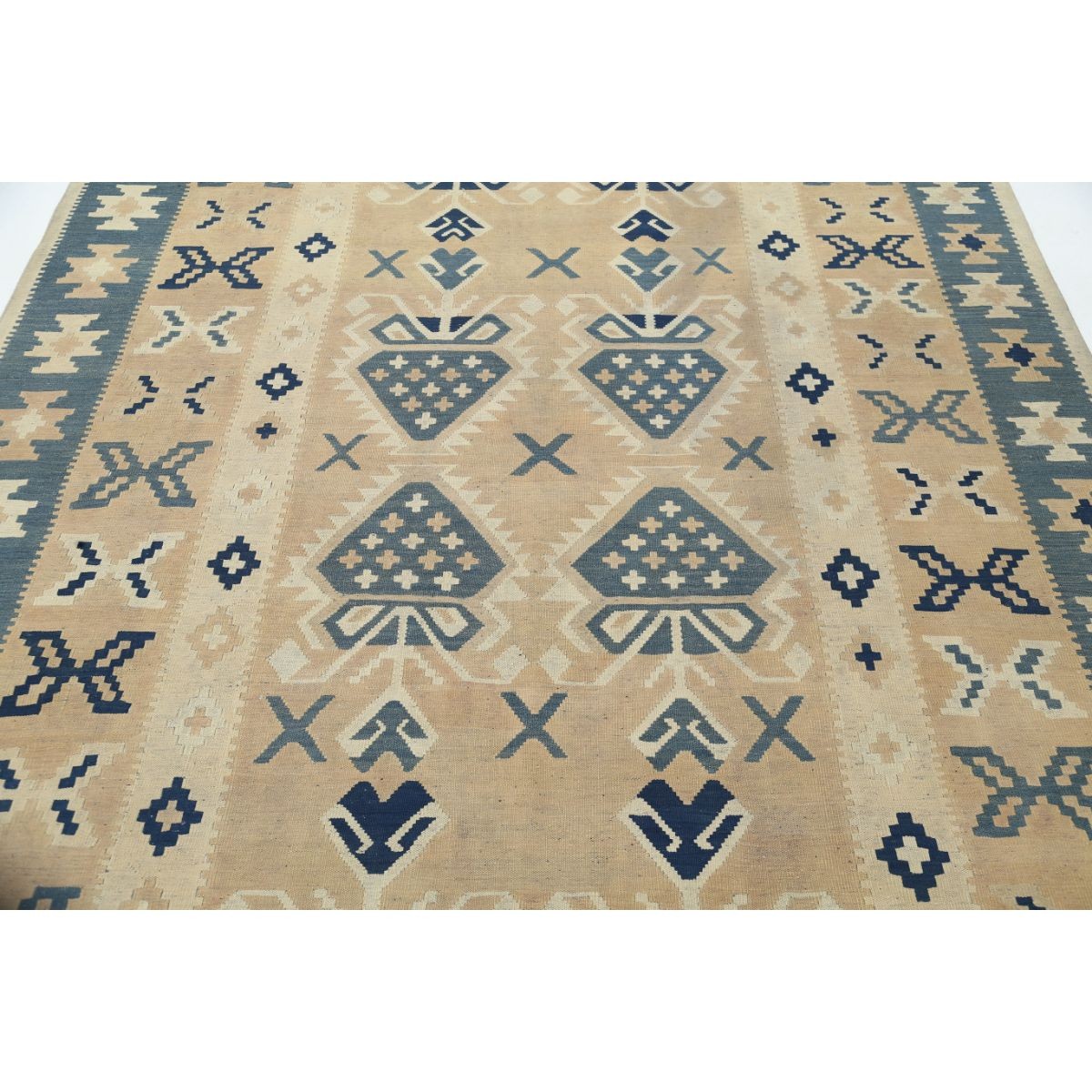 Kafkaas 7x11 Hand Woven Washable Wool Rug - Soft Hues
