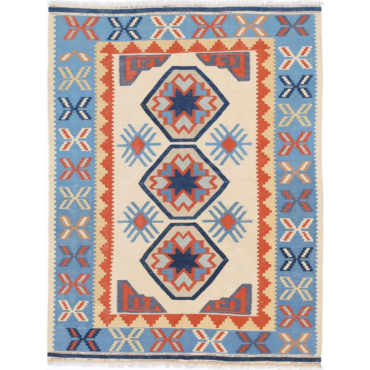 Kafkaas 5x7 Hand Woven Washable Wool Rug - Colorful