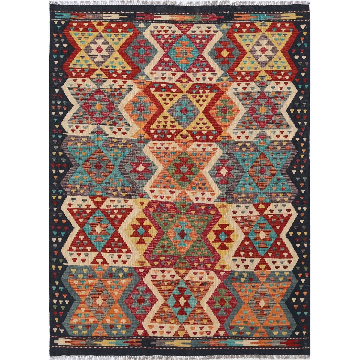Maimana 5x7 Hand Woven Washable Wool Rug - Colorful