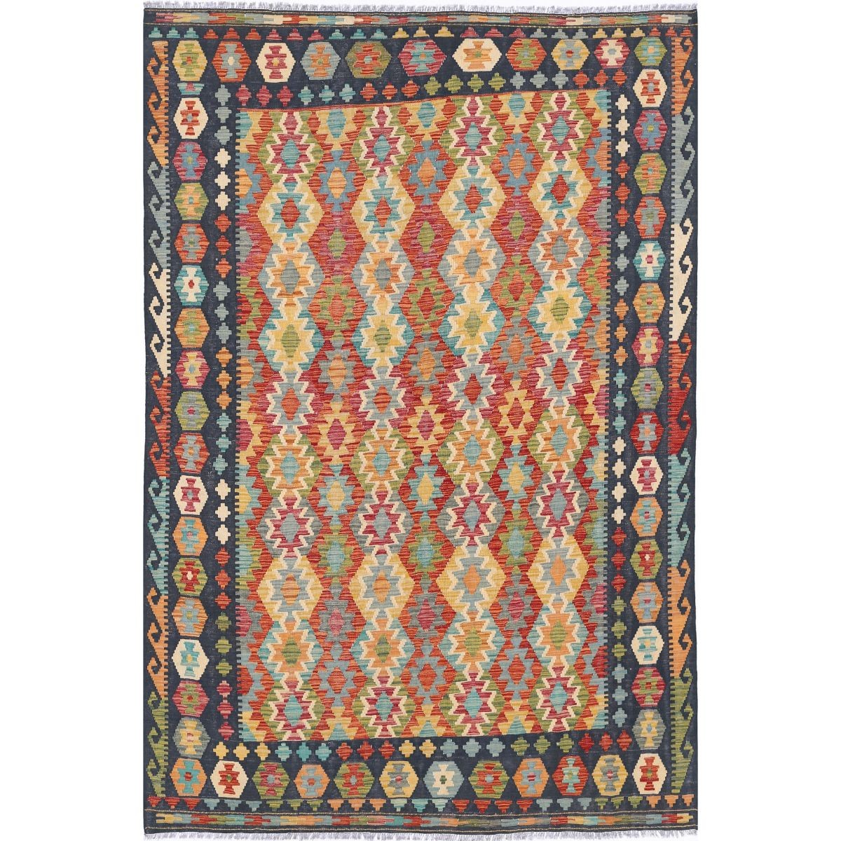 Maimana 7x10 Hand Woven Washable Wool Rug - Colorful