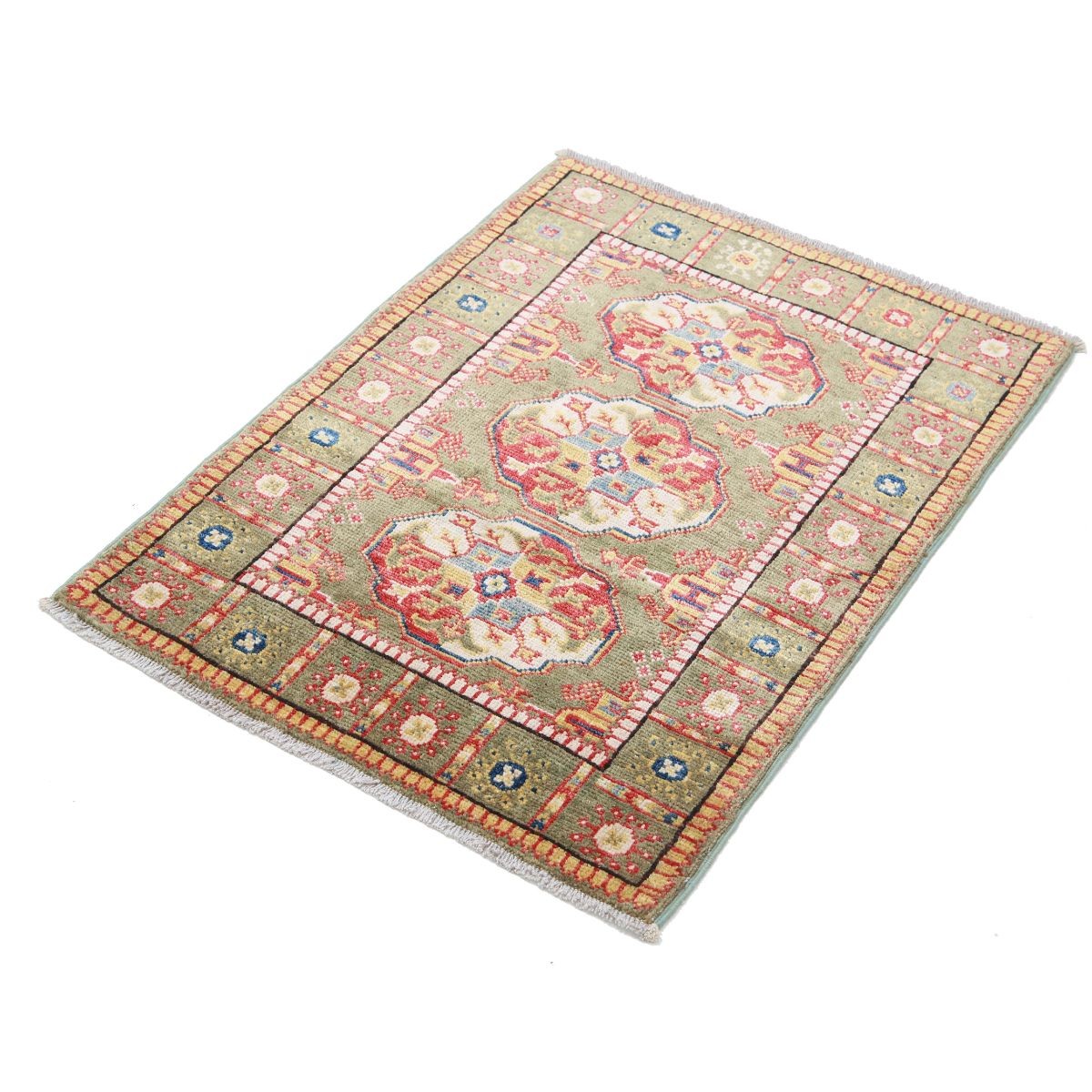 Revival 2x3 Handmade Double Knotted Washable Wool Rug - Colorful