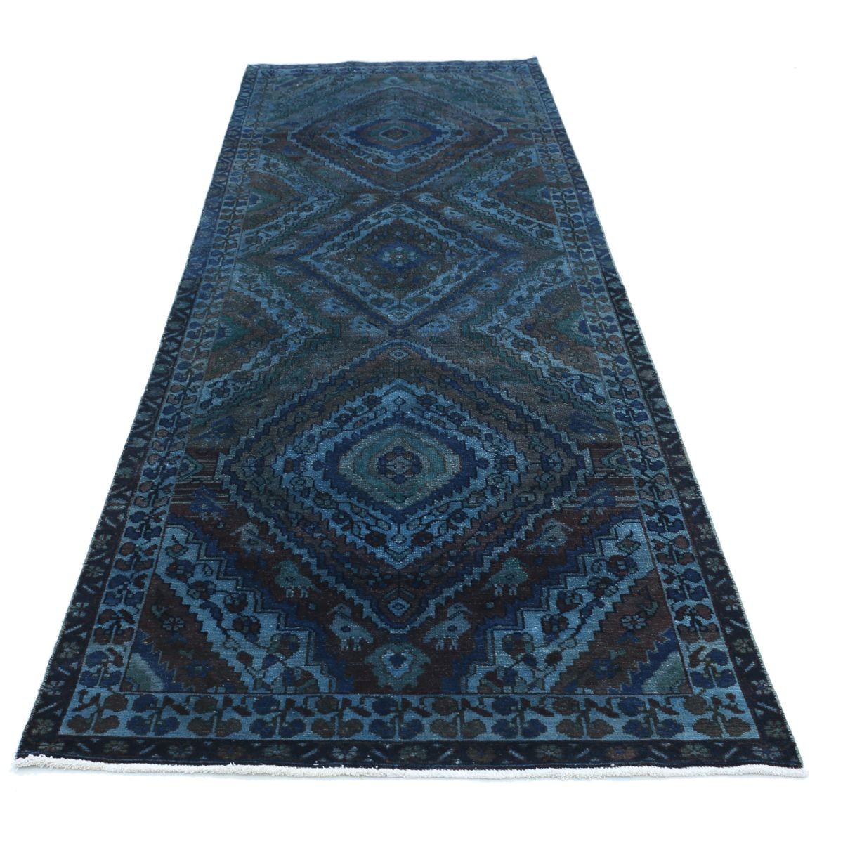 Overdye 4x11 Handmade Double Knotted Washable Wool Runner - Monochormatic