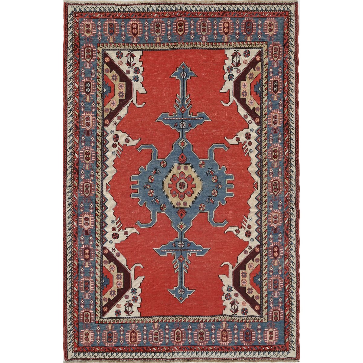 Sumak 4x7 Hand Woven Washable Wool Rug - Colorful