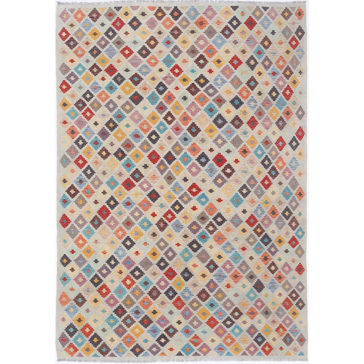 Maimana 7x10 Hand Woven Washable Wool Rug - Colorful