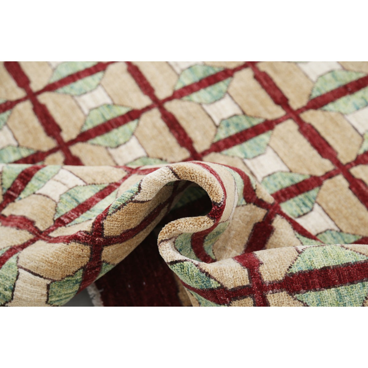 Modcar 5x5 Handmade Double Knotted Washable Wool Rug - Colorful