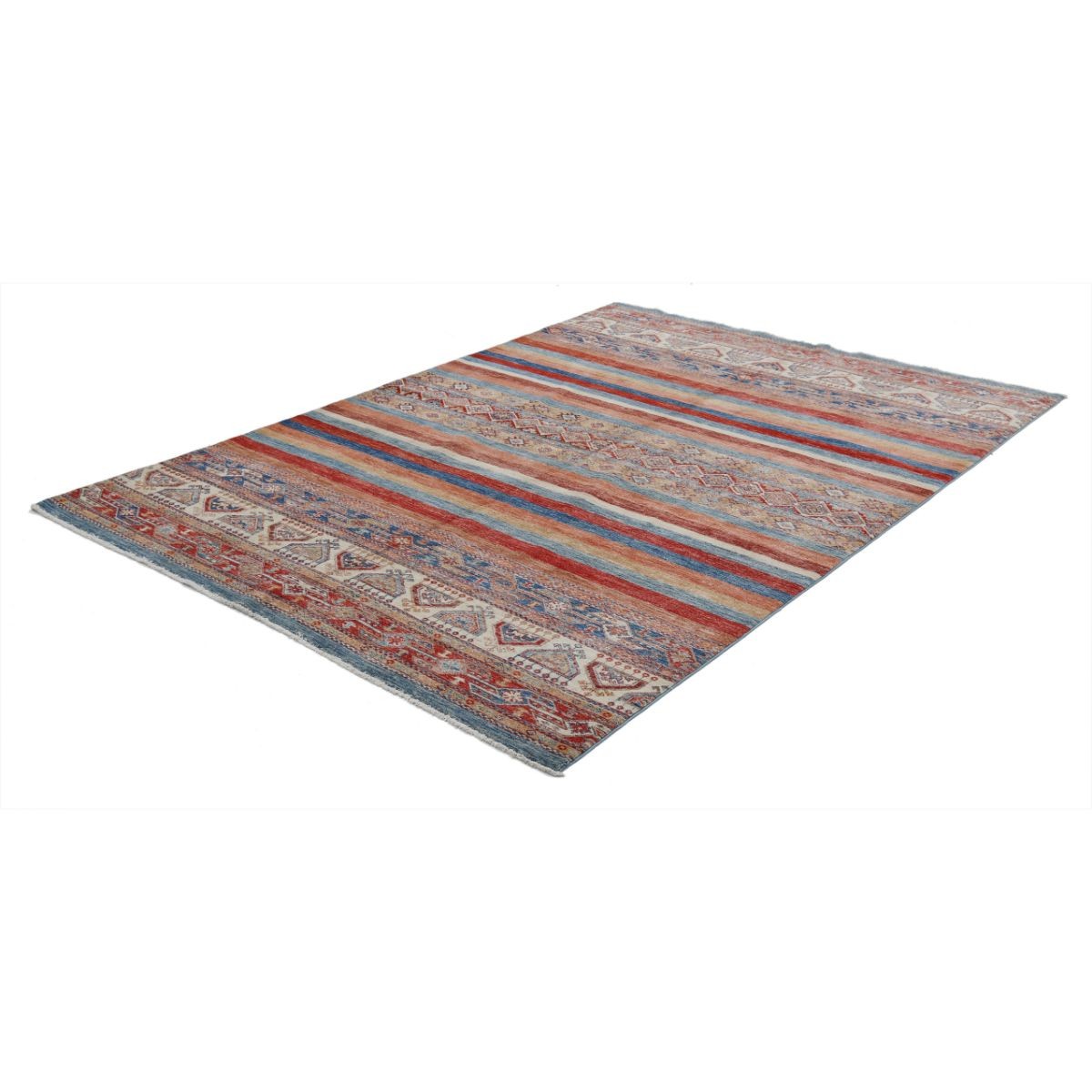 Khurjeen 7x10 Handmade Double Knotted Washable Wool Rug - Colorful