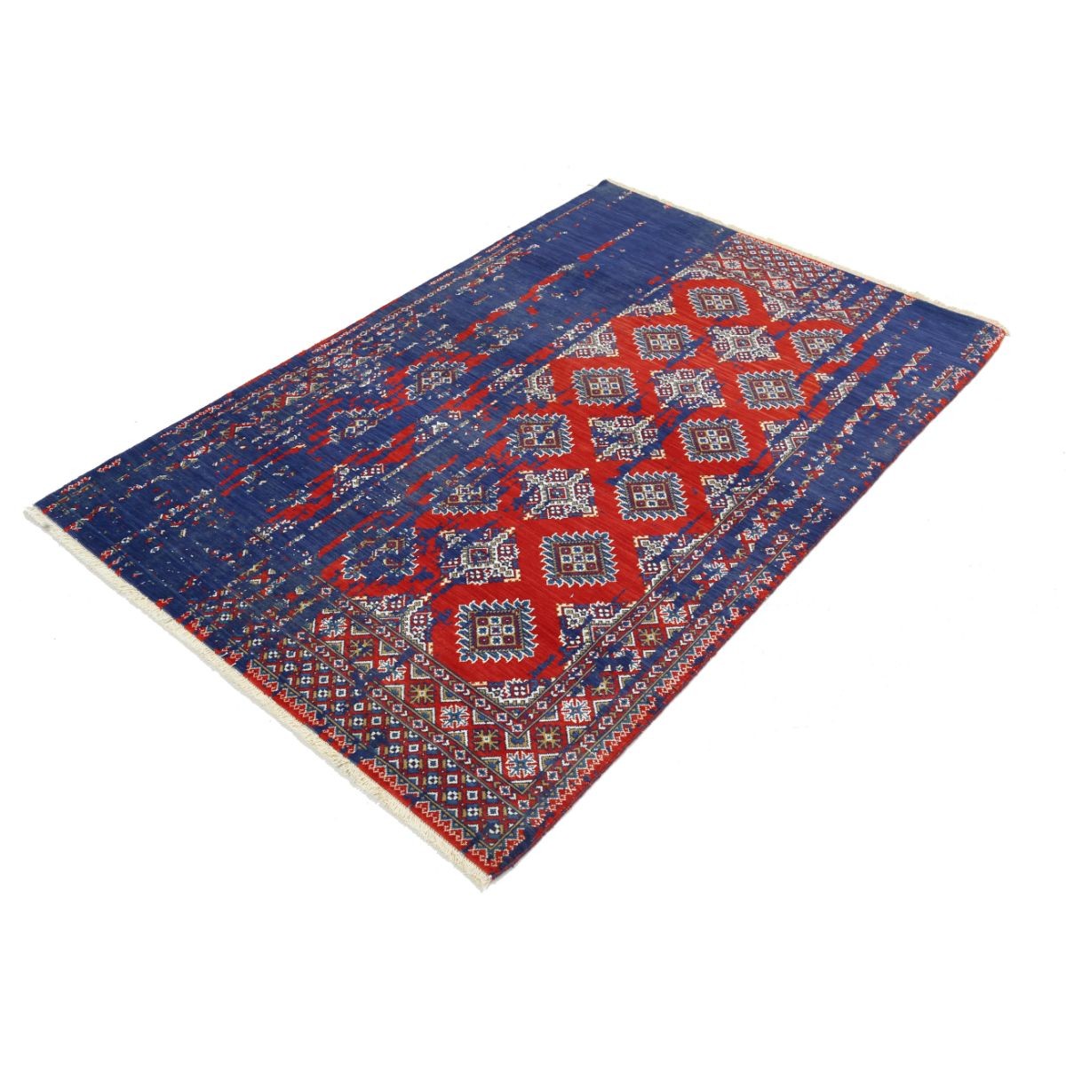 Ajrak 4x6 Powered-Loomed Washable Wool Rug - Colorful