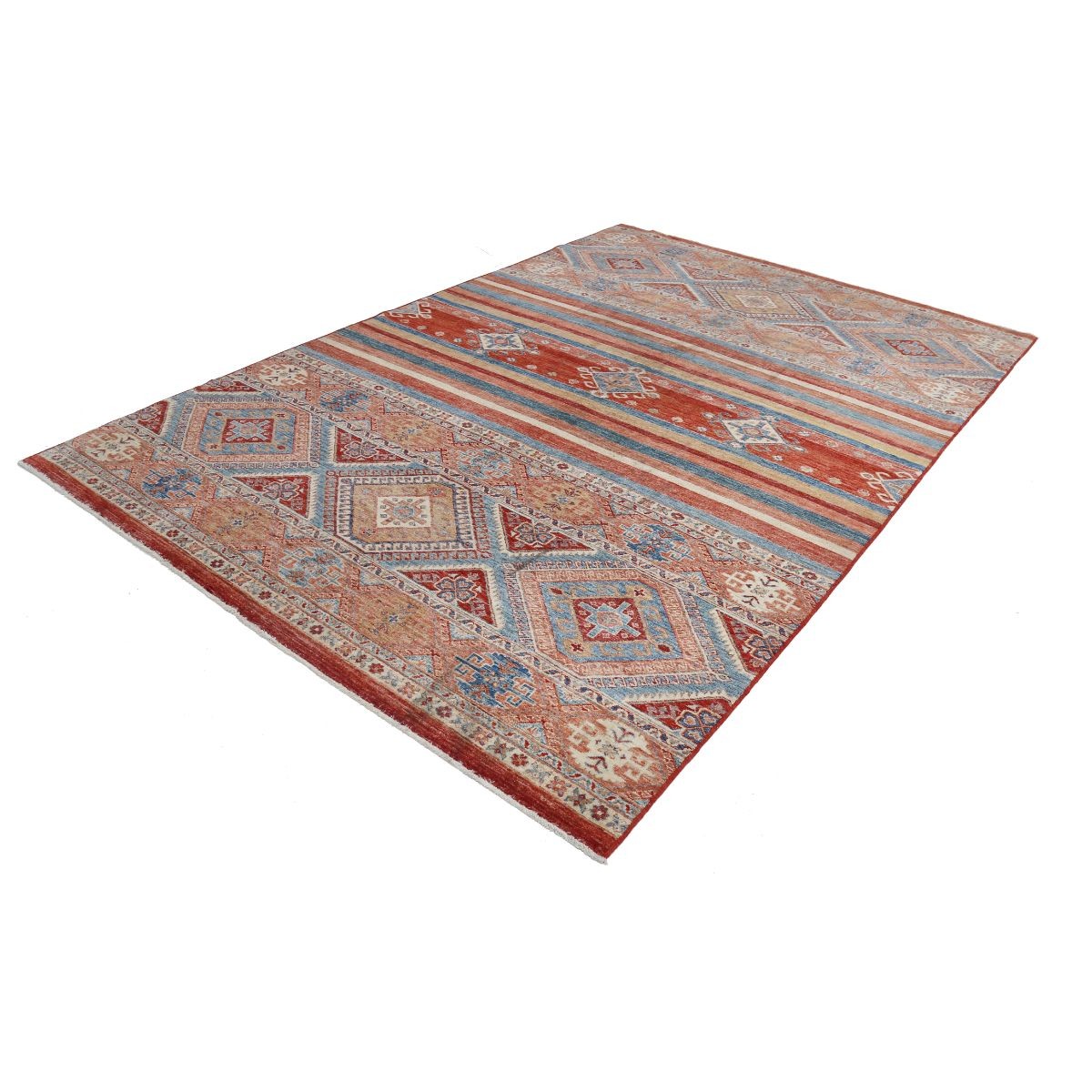 Khurjeen 7x10 Hand-Knotted Washable Wool Rug - Colorful