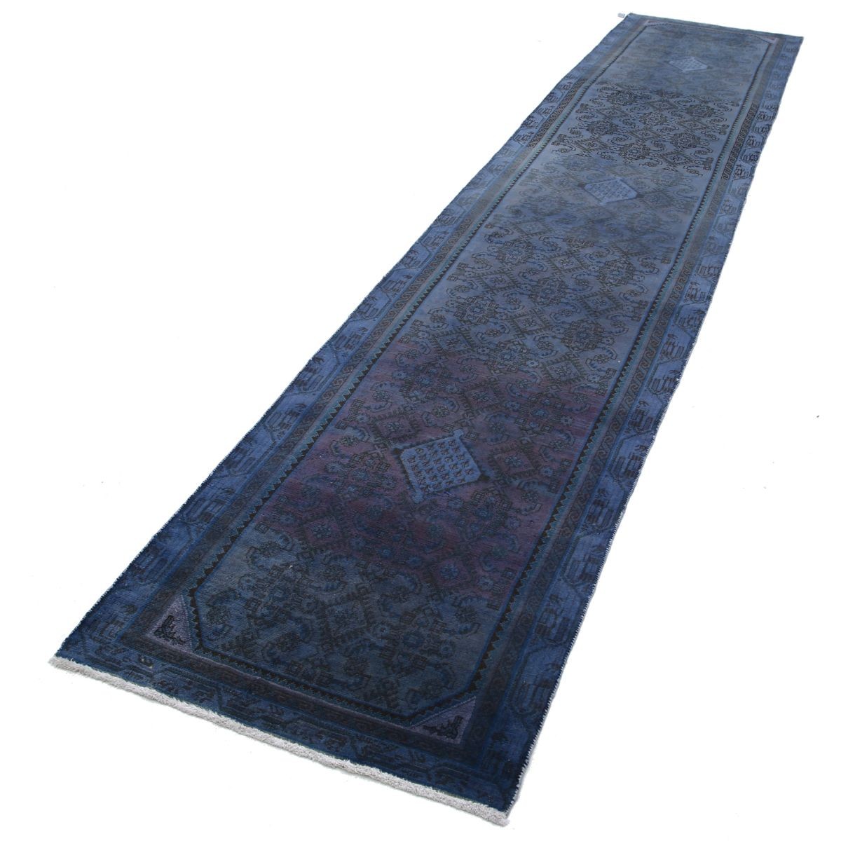 Overdye 3x14 Handmade Double Knotted Washable Wool Runner - Monochormatic