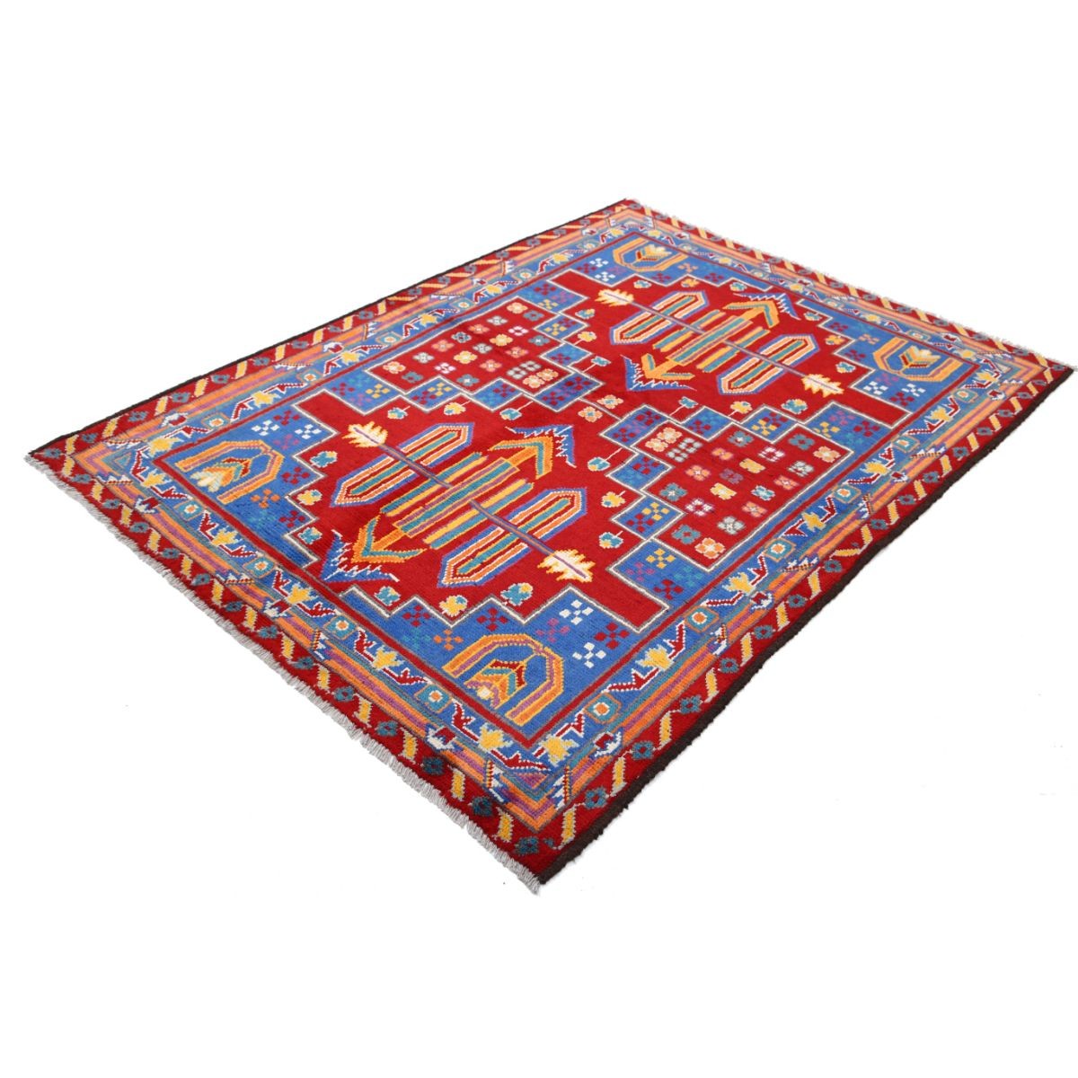 Revival 5x7 Handmade Double Knotted Washable Wool Rug - Colorful