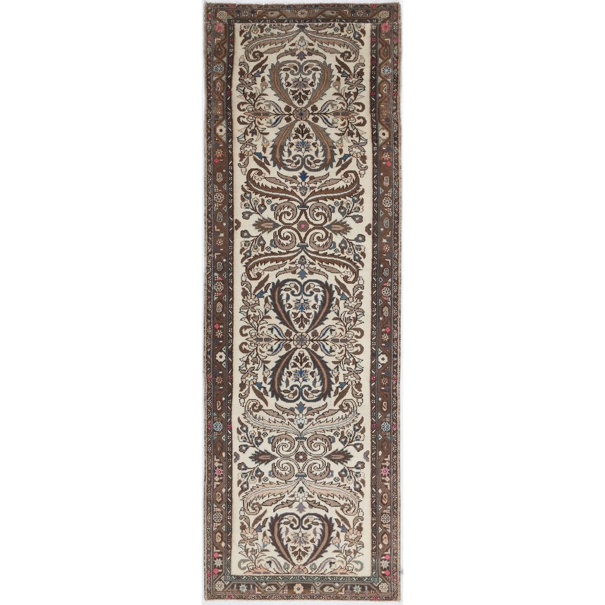 Vintage 3x8 Handmade Double Knotted Washable Wool Rug - Soft Hues