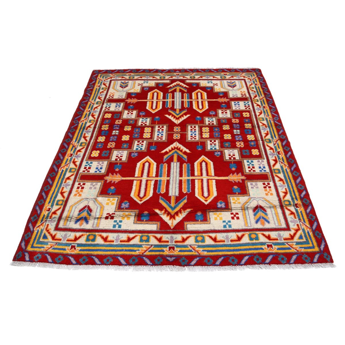 Revival 5x6 Handmade Double Knotted Washable Wool Rug - Colorful