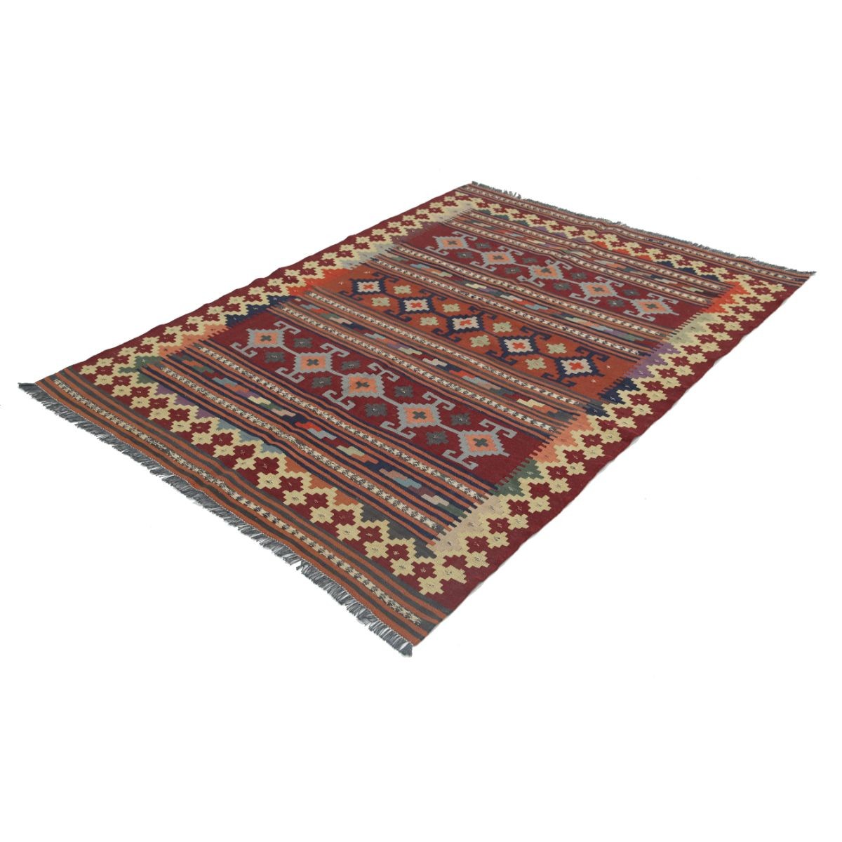 Kafkaas 5x6 Hand Woven Washable Wool Rug - Colorful