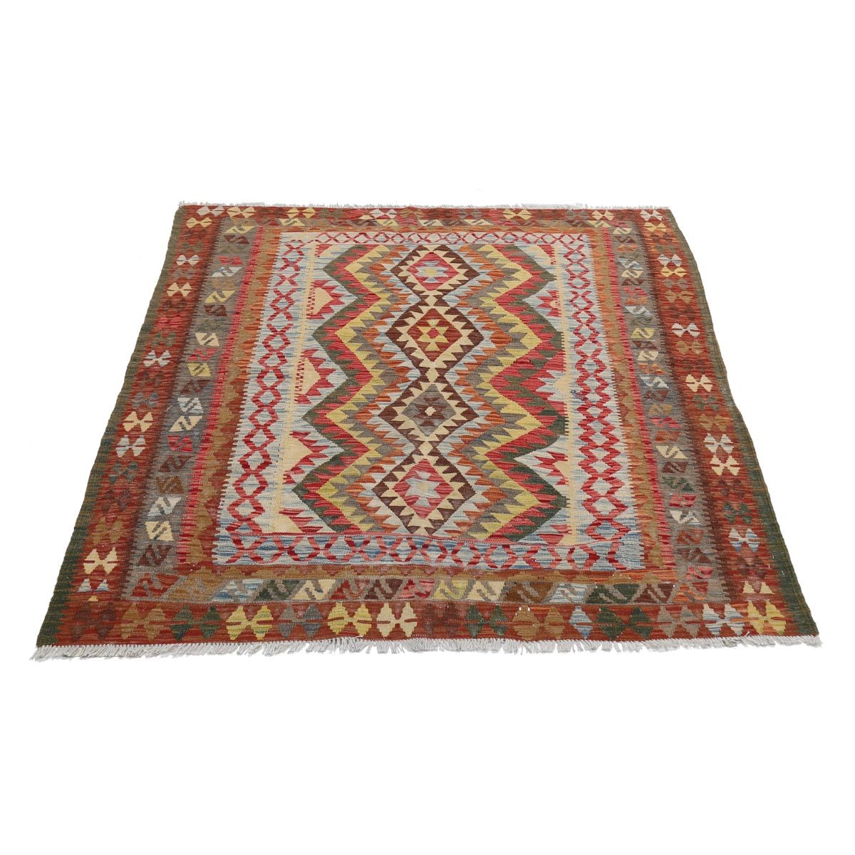 Maimana 5x6 Hand Woven Washable Wool Rug - Colorful