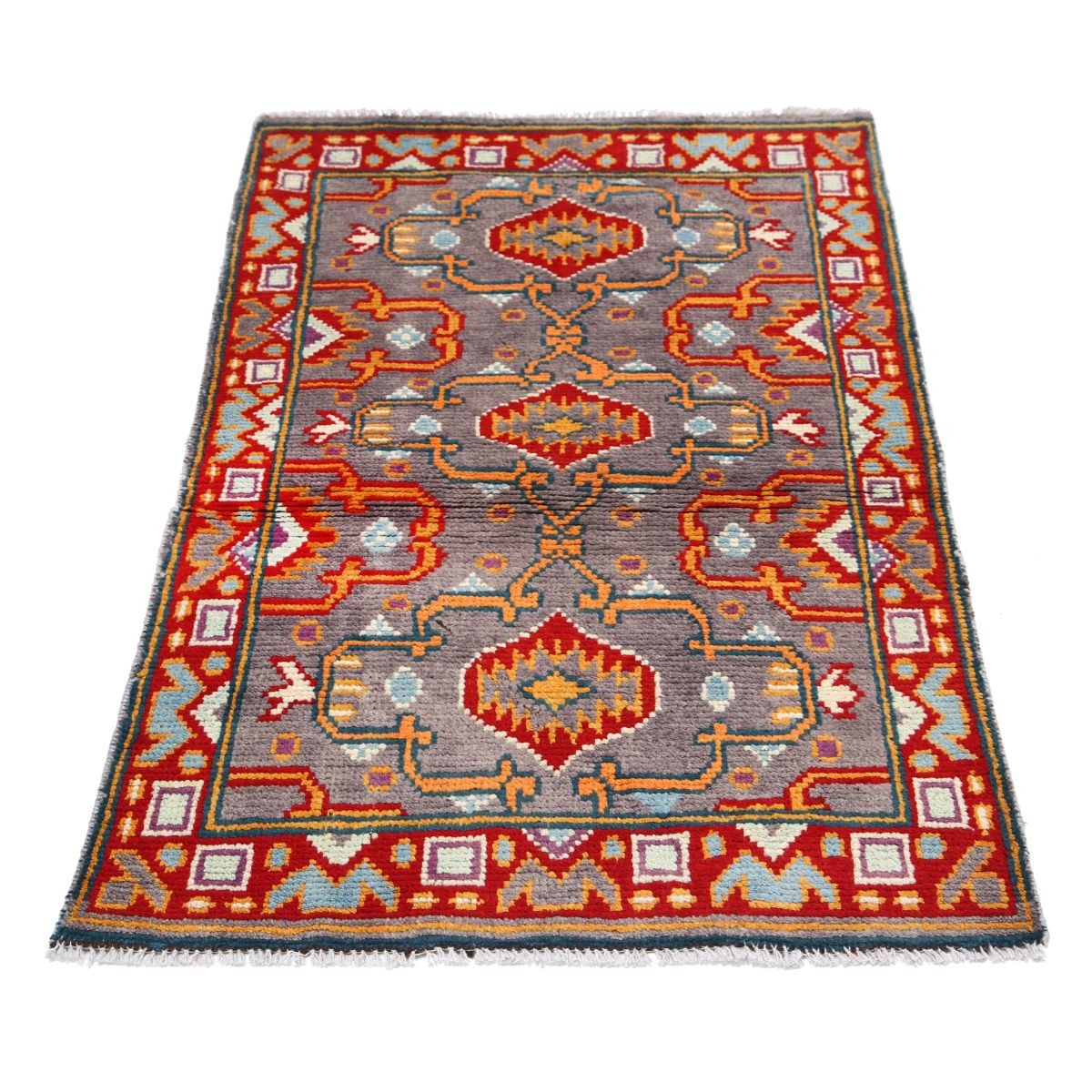 Revival 3x4 Handmade Double Knotted Washable Wool Rug - Colorful