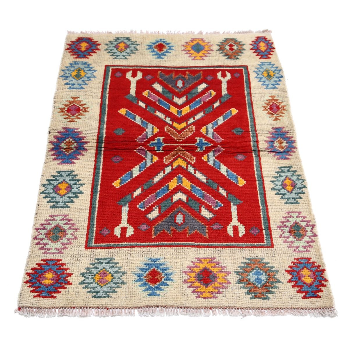 Revival 3x4 Handmade Double Knotted Washable Wool Rug - Colorful