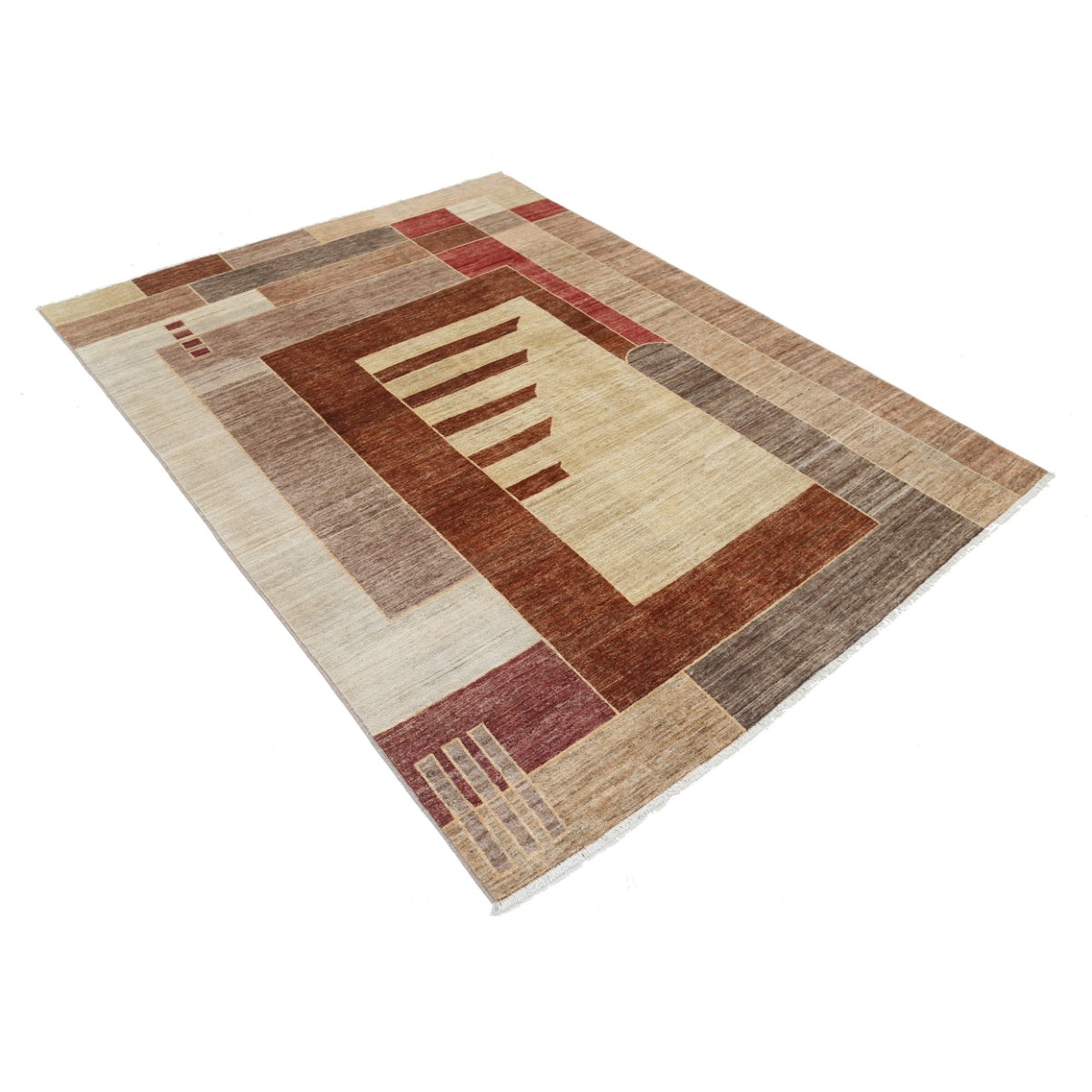 Modcar 6x8 Handmade Double Knotted Washable Wool Rug - Colorful