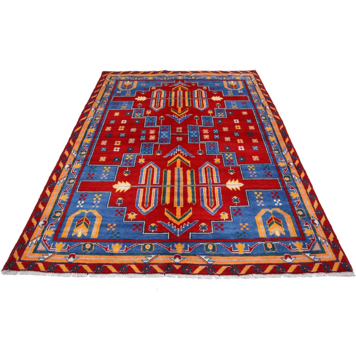 Revival 6x8 Handmade Double Knotted Washable Wool Rug - Colorful