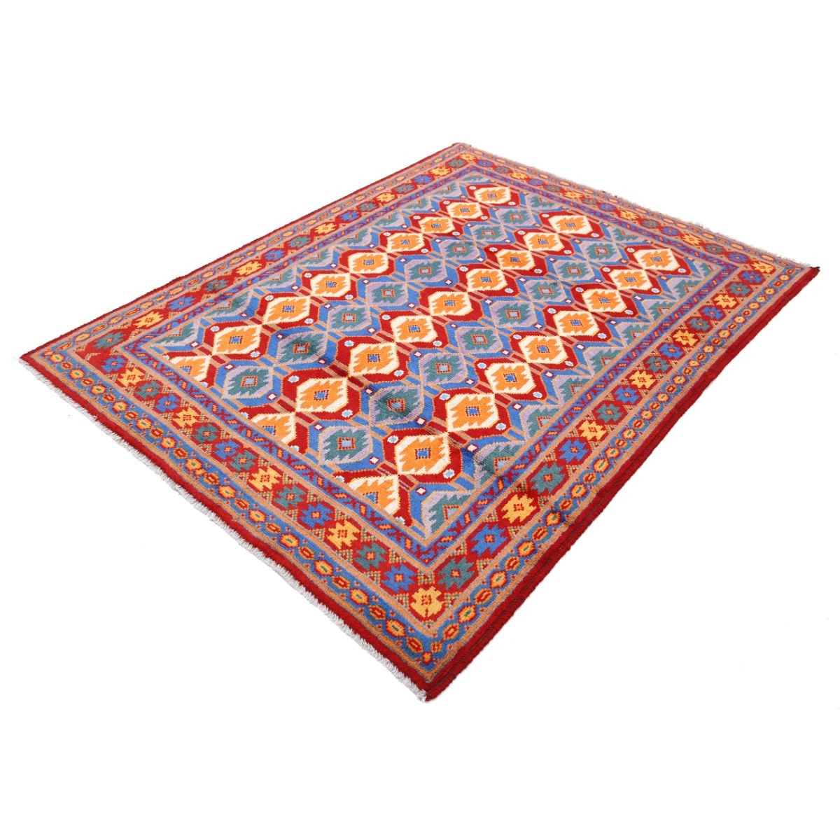 Revival 5x7 Handmade Double Knotted Washable Wool Rug - Colorful
