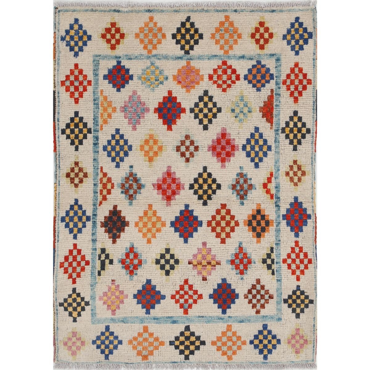 Revival 3x4 Handmade Double Knotted Washable Wool Rug - Colorful