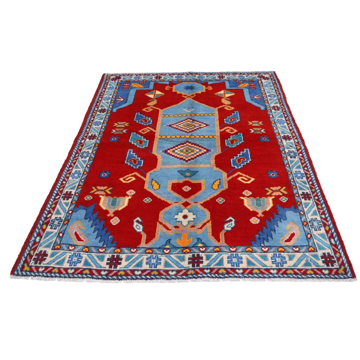 Revival 5x7 Handmade Double Knotted Washable Wool Rug - Colorful