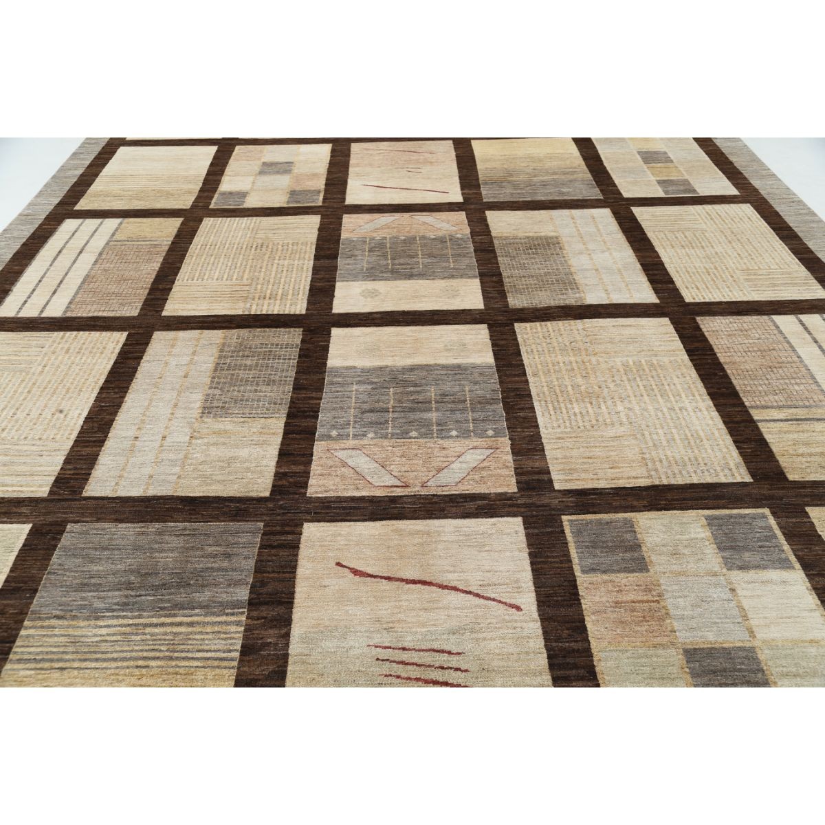 Modcar 12x17 Handmade Double Knotted Washable Wool Rug - Colorful