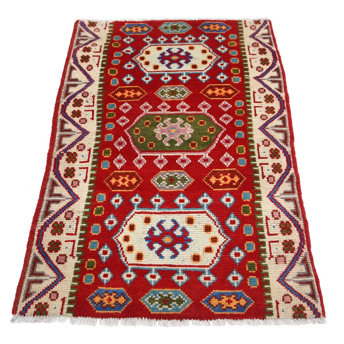 Revival 3x4 Handmade Double Knotted Washable Wool Rug - Colorful