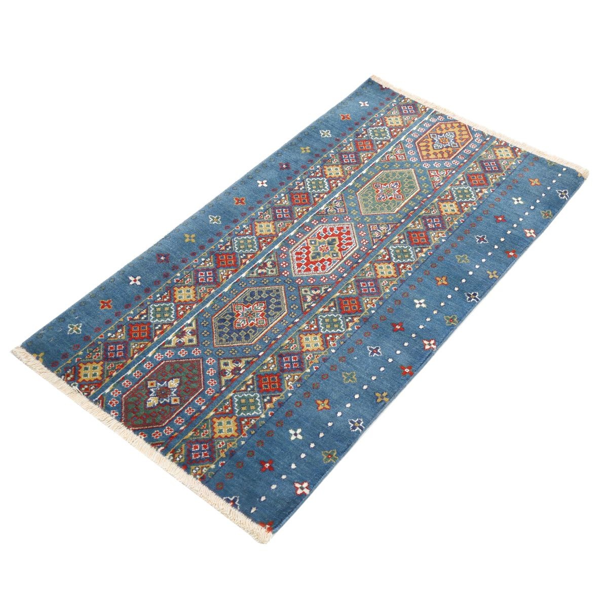 Gulshan 2x4 Machine-Made Washable Wool Rug - Colorful