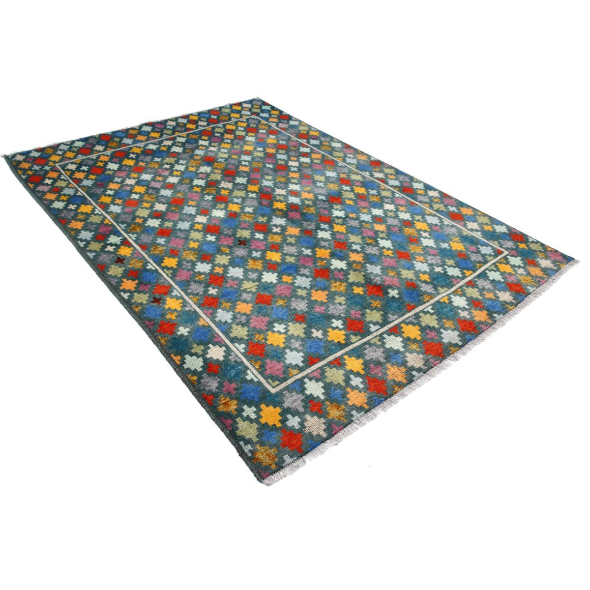 Revival 6x8 Handmade Double Knotted Washable Wool Rug - Colorful