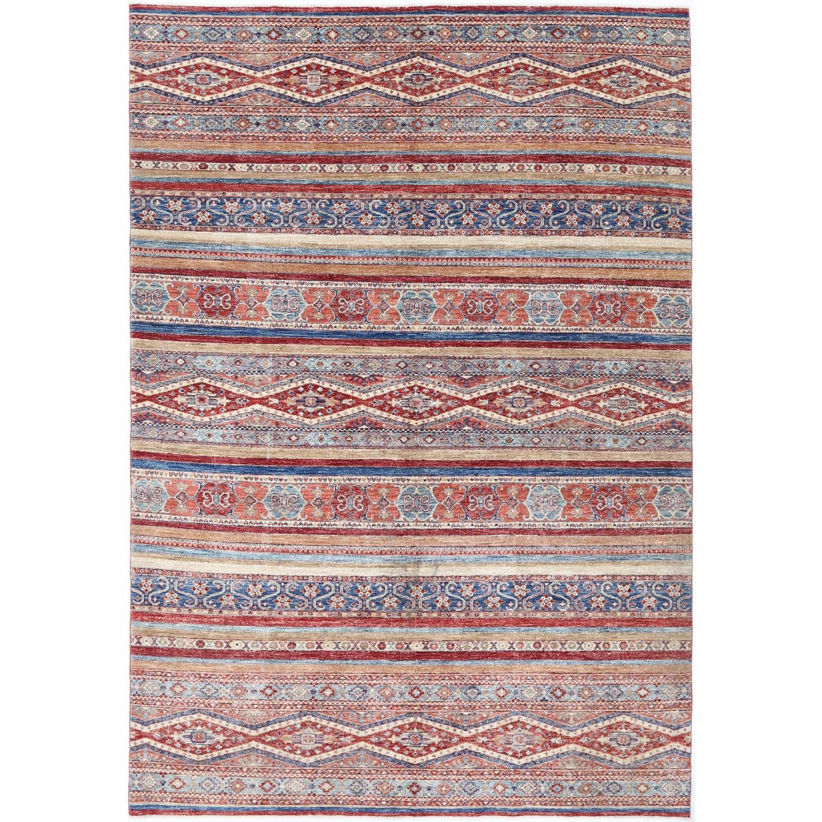 Khurjeen 6x9 Hand-Knotted Washable Wool Rug - Colorful