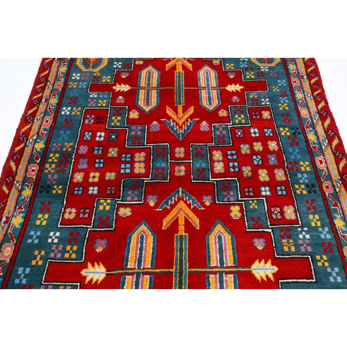 Revival 5x7 Handmade Double Knotted Washable Wool Rug - Colorful