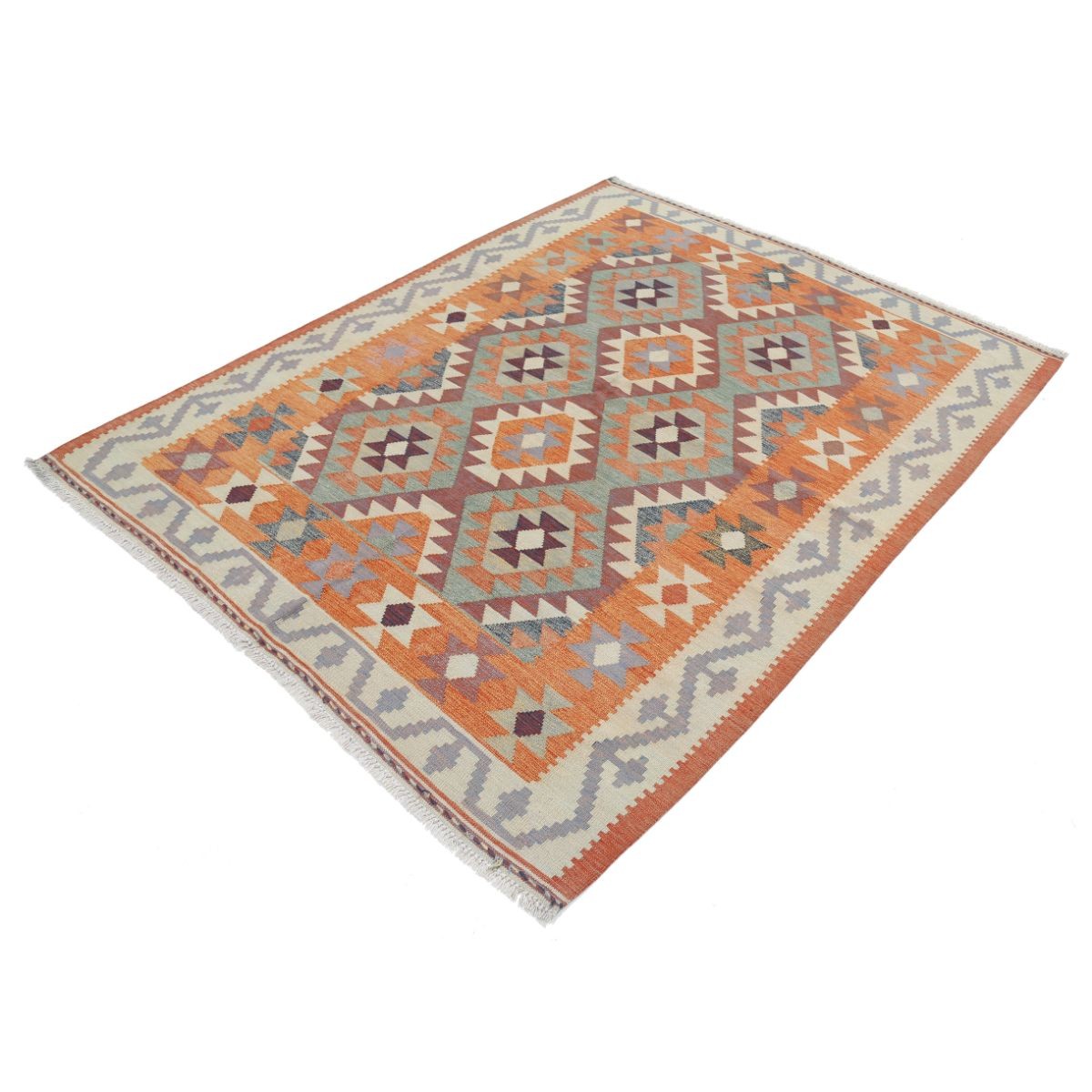 Kafkaas 5x7 Hand Woven Washable Wool Rug - Colorful