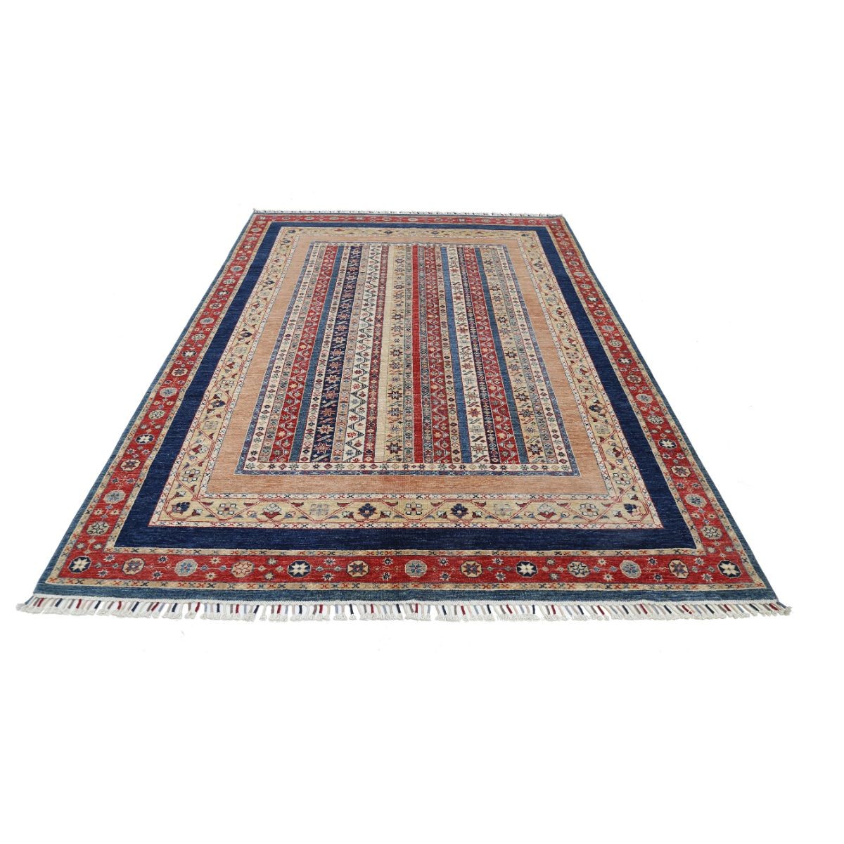 Shaal 7x10 Handmade Double Knotted Washable Wool Rug - Colorful