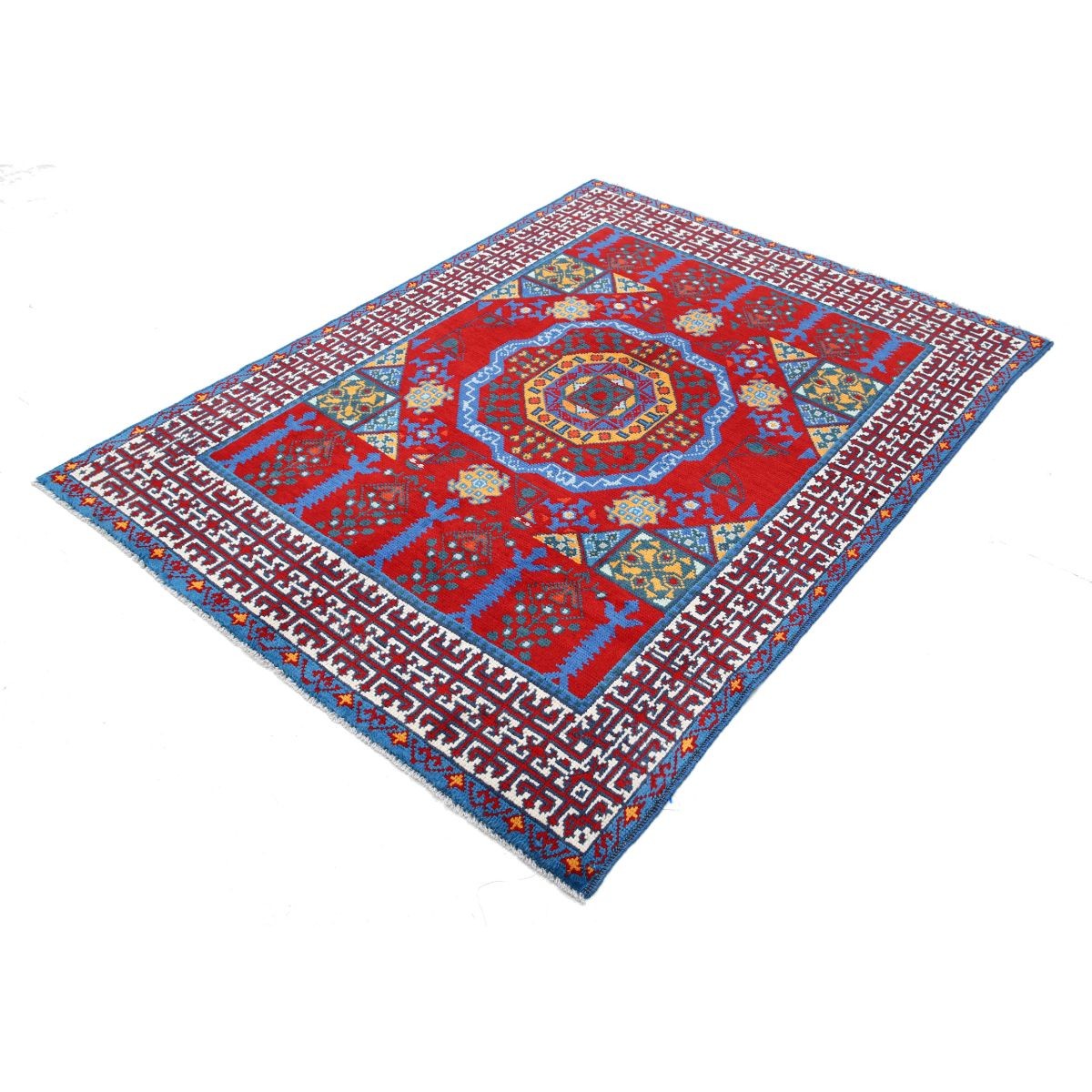 Revival 5x7 Handmade Double Knotted Washable Wool Rug - Colorful