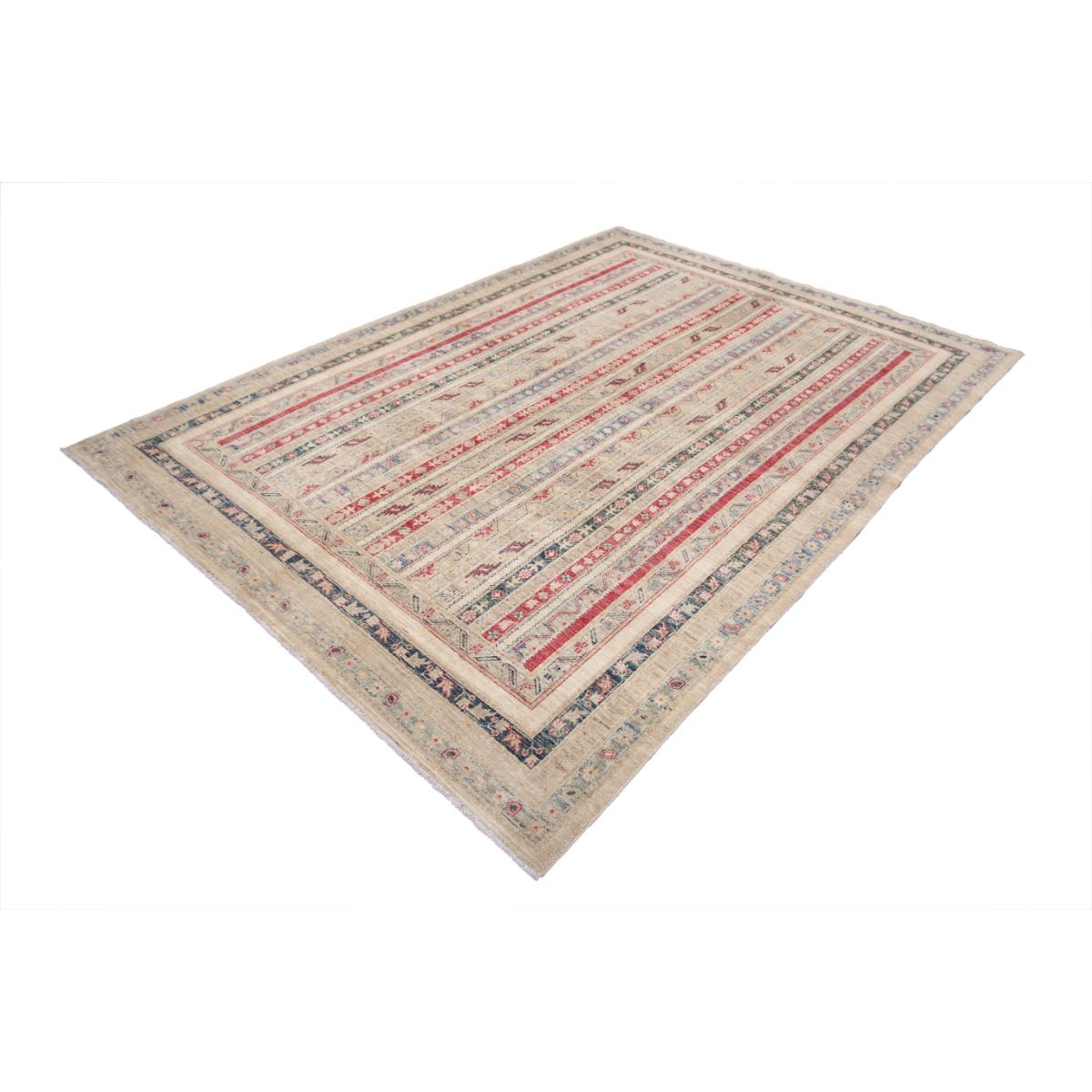 Shaal 7x9 Handmade Double Knotted Washable Wool Rug - Colorful