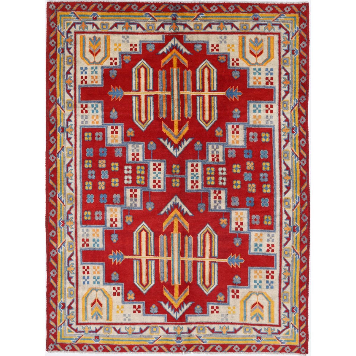 Revival 5x7 Handmade Double Knotted Washable Wool Rug - Colorful