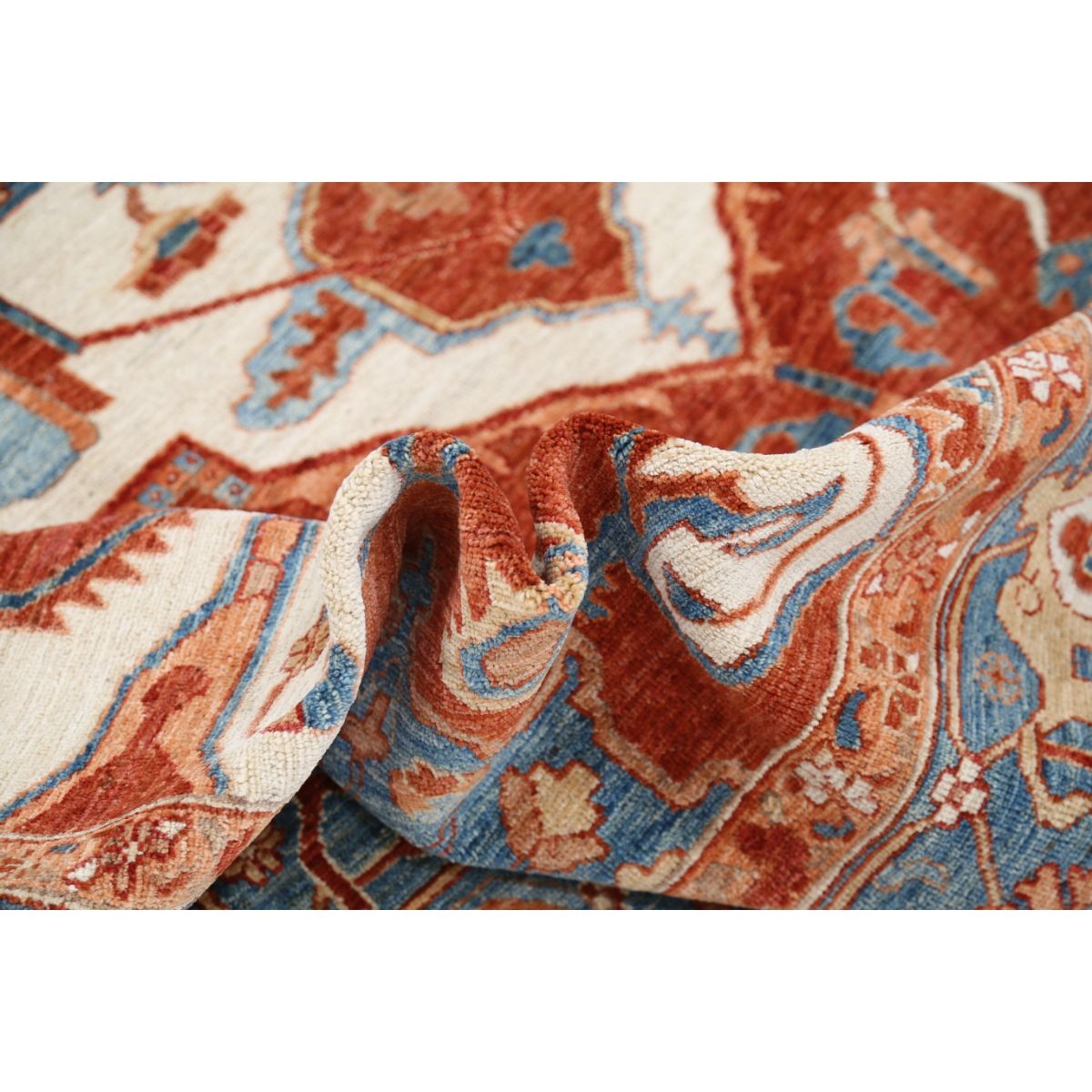 Heriz 9x11 Handmade Double Knotted Washable Wool Rug - Colorful