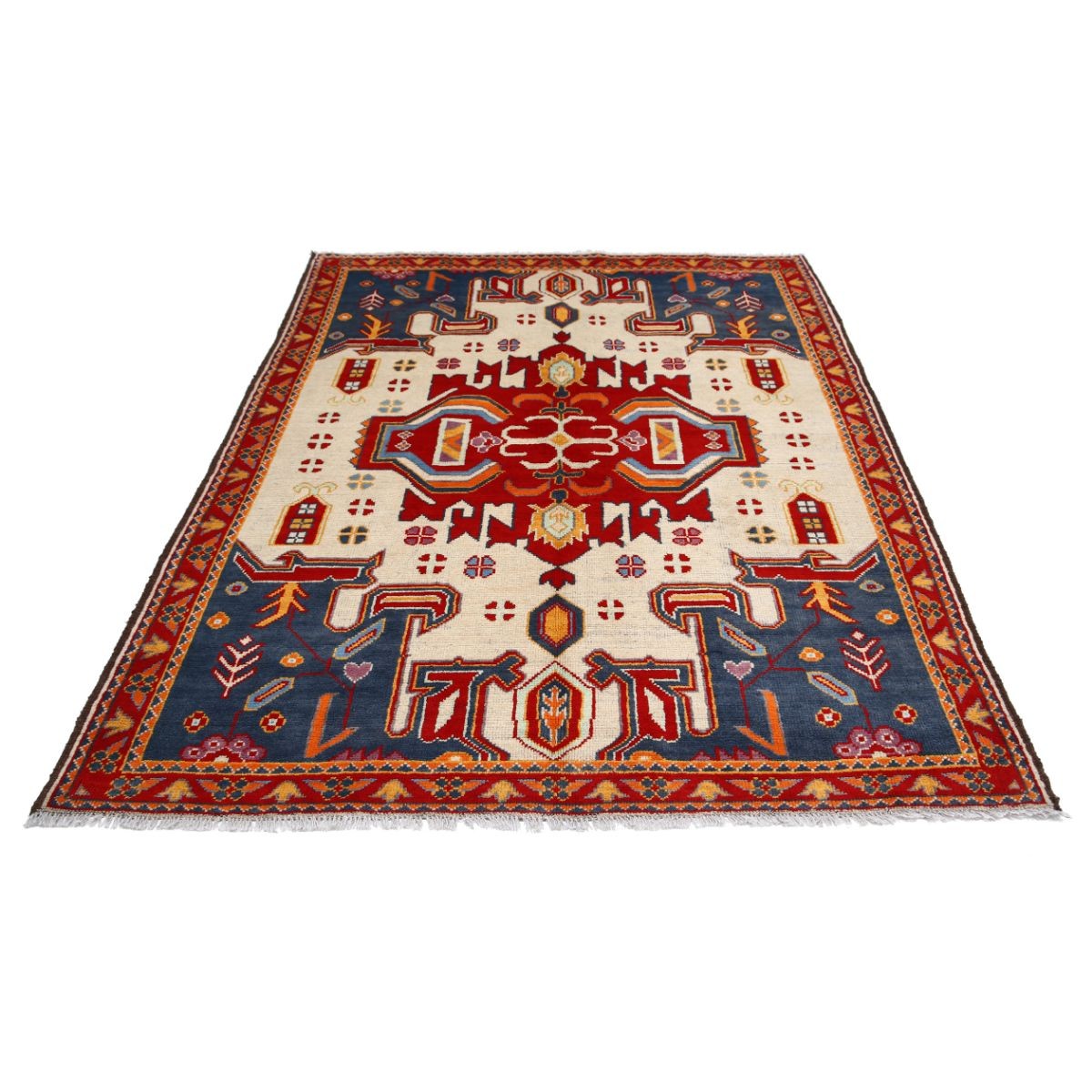 Revival 6x7 Handmade Double Knotted Washable Wool Rug - Colorful