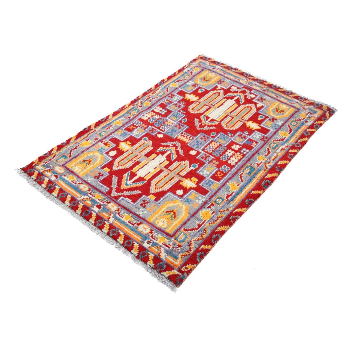 Revival 3x5 Handmade Double Knotted Washable Wool Rug - Colorful