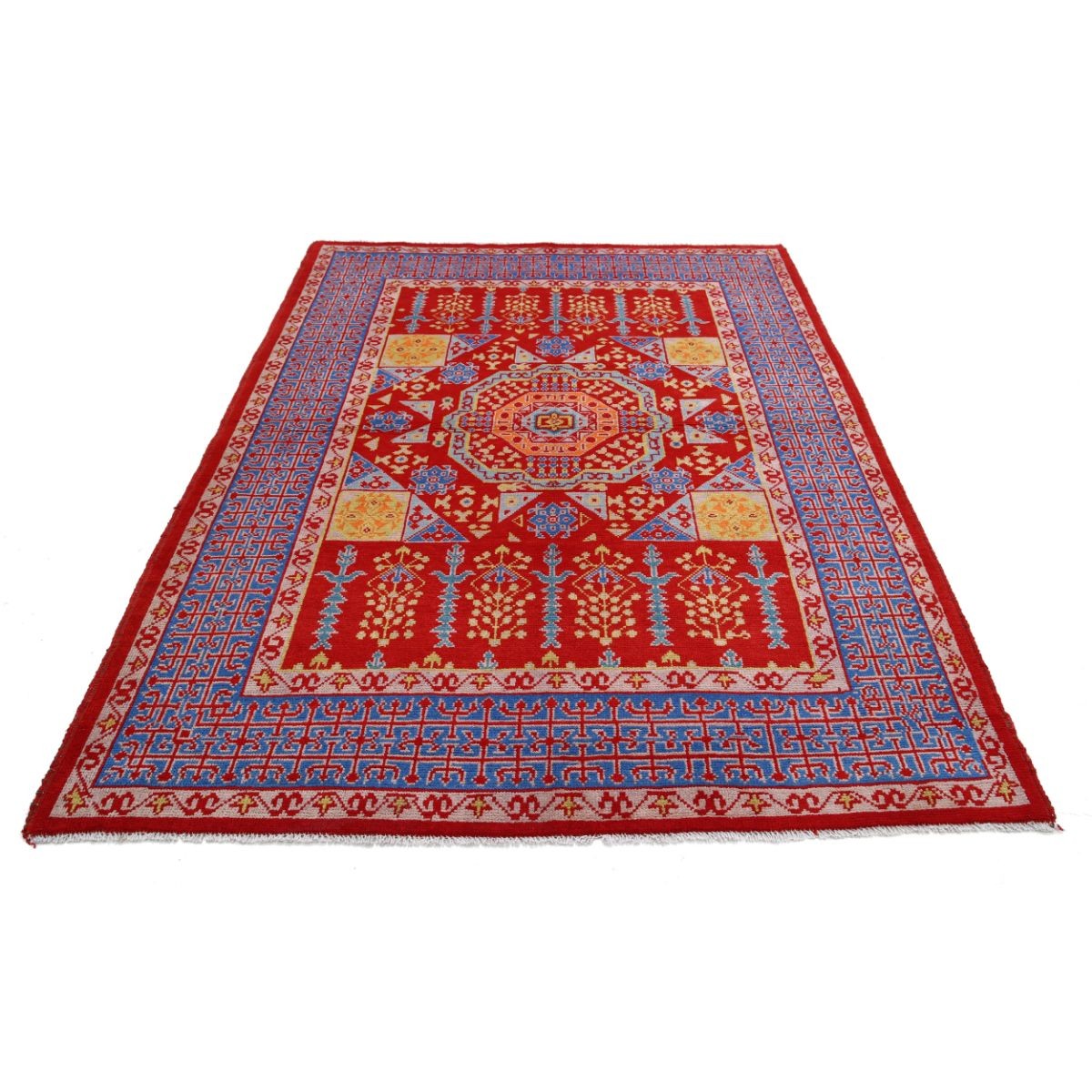 Revival 6x8 Handmade Double Knotted Washable Wool Rug - Colorful